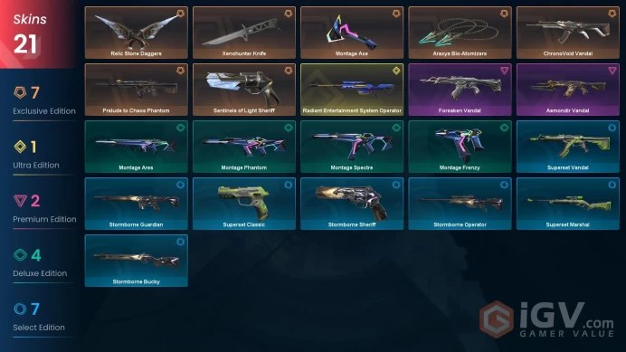EU 21 skins 4 knifes | Radiant Entertainment System Operator | Xenohunter Knife | Montage Axe | Prelude to Chaos Phantom | V0290