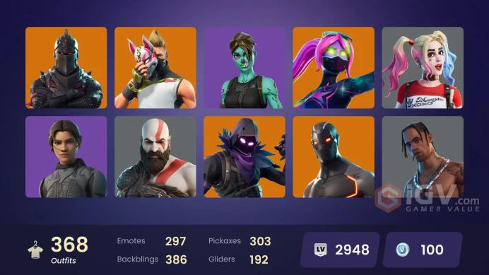 342 skins | Black Knight | Travis Scott | Kratos | Blue Team Leader | The Reaper | FULL ACCESS