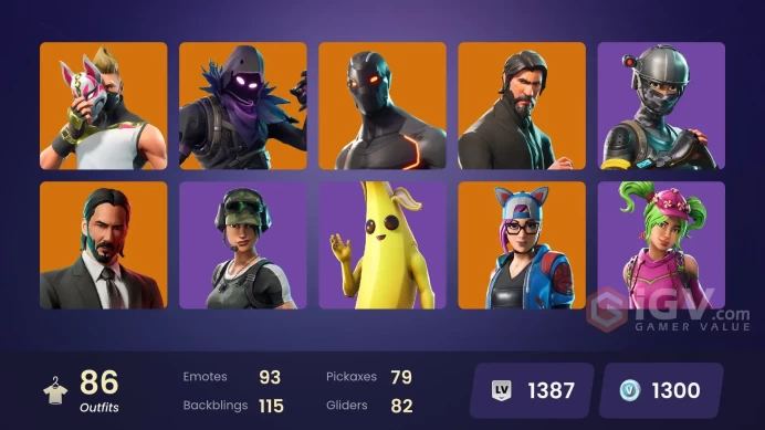 [PC/PSN/XBOX] 86 skins | The Reaper | Take The L | Elite Agent | Raven | Peely | Laugh It Up | Catalyst | Drift | Rust Bucket 	agg1
