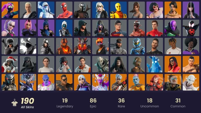 PC/PSN/Xbox/Nintendo 190 skins Leviathan Axe | Vivi Chroma | Fixer | Sultura | Specter Inspector | Cloud Striker | Mizuki | Valeria | Joltara | 