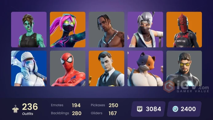 FA | 236 skins | Travis Scott | Gold Midas | The Champion | Snake Eyes | Shady Doggo | Cloud Striker | The Ageless | Nezumi | Alli | Backlash