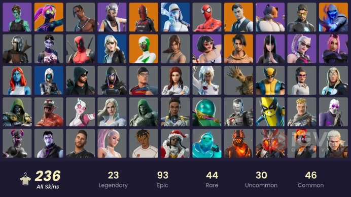 FA | 236 skins | Travis Scott | Gold Midas | The Champion | Snake Eyes | Shady Doggo | Cloud Striker | The Ageless | Nezumi | Alli | Backlash
