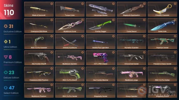 EU/TR 89590 VP Mystbloom Bundle Aemondir Bundle Smite Knife Champions 2024 Phantom Aemondir Vandal Mystbloom Phantom VCT x PRX ChronoVoid Vandal