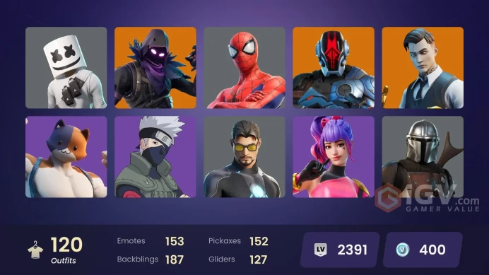 (PC PSN XBOX) 120 skins | Gold Midas | Gold Brutus | Snake Eyes | Kelsier | Naruto Uzumaki | Tart Tycoon | Kymera | Gear Specialist Maya | Alli