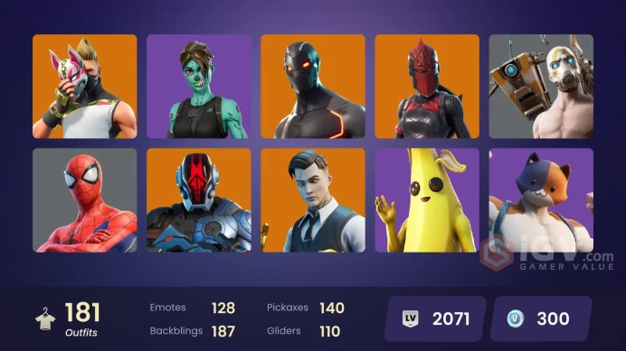 FA - [XBOX/PC] 181 skins | Neo Versa | Gold Midas | Tart Tycoon | Rogue Agent | Heron Stance Hero | The Imagined | The Ice King | Drift |