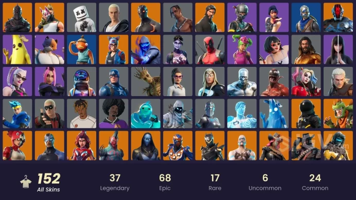 PC/PSN/Xbox/Nintendo 152 skins | Black Knight | Travis Scott | Mako | Sparkle Specialist | The Reaper | Blue Squire | Royale Knight | Elite Agen
