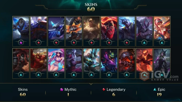 VN 60 SKINS 114 CHAMPIONS 56 LEVEL INSTANT DELIVERY FULL ACCESS EpoKf