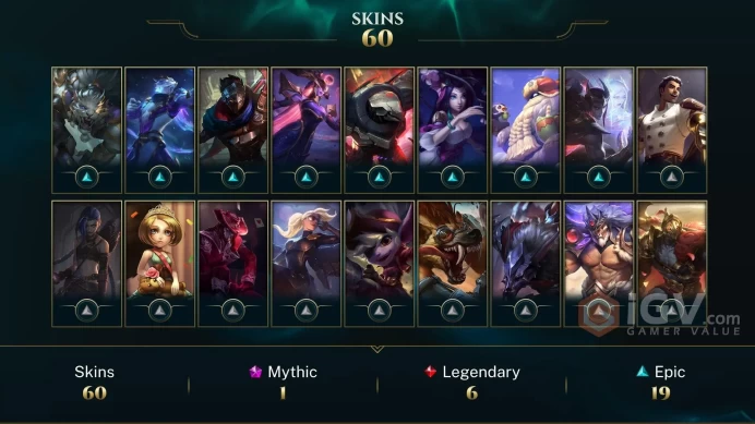 VN 60 SKINS 114 CHAMPIONS 56 LEVEL INSTANT DELIVERY FULL ACCESS EpoKf