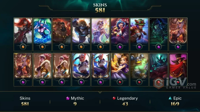 EUW | 581 SKIN | 244K+ BE | 524 LVL | GOLD III | MAIL CHANGEABLE LEAGUE OF LEGENDS ACCOUNTS