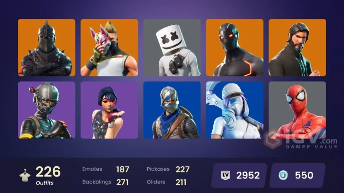 PC/PSN/Xbox/Nintendo 225 skins | Black Knight | Sparkle Specialist | The Reaper | Blue Squire | Royale Knight | Elite Agent | Blue Team Leader |