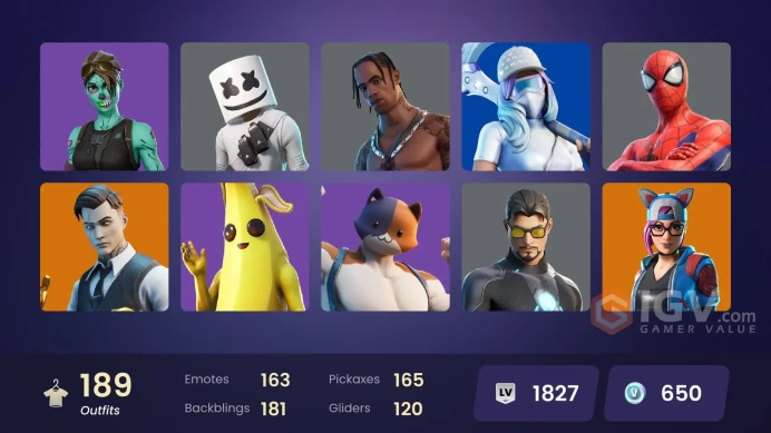 FA | 189 skins | OG STW | Master Chief | Travis Scott | Astro Jack | Gold TNTina | Gold Brutus | Gold Meowscles | Gold Midas | Point Patroller