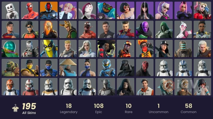 (PC PSN XBOX) 195 skins | The Ageless | Kymera | Nezumi | Mecha Cuddle Master | The Imagined | Joey | Renzo the Destroyer | Son Goku | The Found