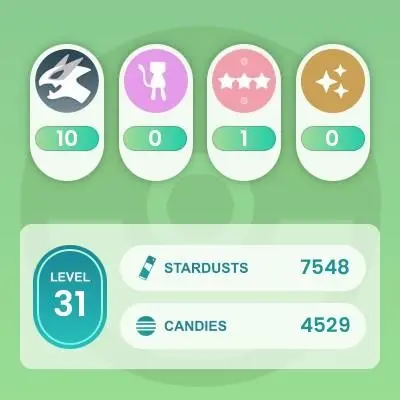 #2515 Account 2016, Level 31, 345 Pokemon, 0 Shiny, 10 Legend, 1 IV 100, 0 Shiny Legend, 0 Shadow Legend, Bag Items 650