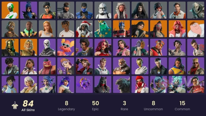 PC/PSN/XBOX | 84 skins | Backlash | Valeria | Hades | Era | Optimus Prime | Kado Thorne | Zeus | Peter Griffin | Poseidon | Clone Trooper