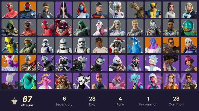 PC/PSN/XBOX | 67 skins | Master Chief | The Cube Queen | Ronin | Kymera | Joey | The Foundation | Torin | Clone Trooper | First Order Stormtroop