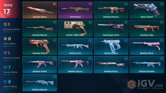 [ASIA] 17 Skins | 1 Knife | Full Acces | Interhelm Sword / Oni Phantom / Belaflaire Vandal / Haloform Operator / Interhelm Phantom |