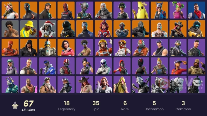 PC/PSN/Xbox/Nintendo 67 skins | The Reaper | Elite Agent | Blue Team Leader | Trailblazer | Blue Striker | Prodigy | Sub Commander | Havoc | Car