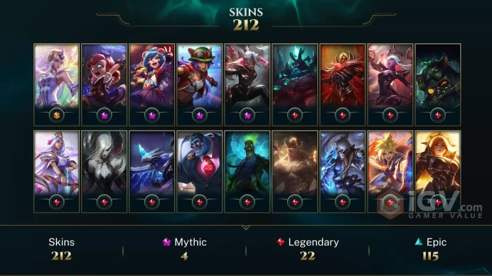 EUW | 213 SKIN |1513 RP | 577 LVL | UNRANKED|130 K BE |MAIL CHANGEABLE LOL ACCOUNT