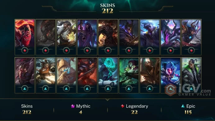 EUW | 213 SKIN |1513 RP | 577 LVL | UNRANKED|130 K BE |MAIL CHANGEABLE LOL ACCOUNT
