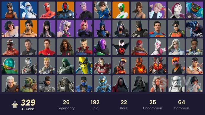 [ALL PLATFORMS]-327 Skin- Renegade Raider-Chun-Li-Ryu-Iron Man Mk 45-Games Manager-Lara Croft-Games Guard-Front Man-FULL ACCESS-