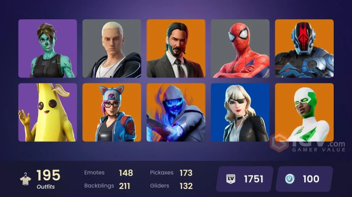 (PC PSN XBOX) 195 skins | Andromeda | Aloy | Peter Griffin | The Ice Queen | Ronin | Catalyst | Sentinel | Rox | The Scientist | Fade | Blackhea