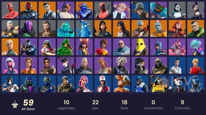 PC,PSN,XBOX 59 SKINS FA - FUSION,DEADPOOL,DOMINO,CABLE,OBI-WAN,TSUKI,ZOE CLASH,VIX RK1517