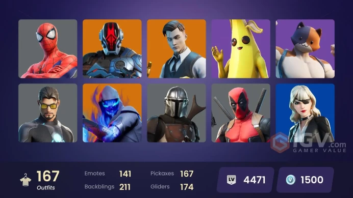 PC,PSN,XBOX 167 SKINS FA - SNAP,PETER GRIFFIN,FUSION,GWENPOOL,THOR,WOLVERINE,GROOT,RICK,SPIDER-GWEN,TONY STARK,LARA CROFT,VERSA RK1529