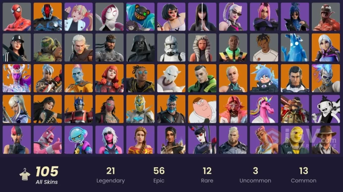 PC,PSN,XBOX 106 SKINS FA - OMEGAROK,SNAP,CARNAGE,JUICE WRLD,SPIDER-GWEN,GERALT,KOR,CHARLOTTE,YUJI,KYRA RK1531