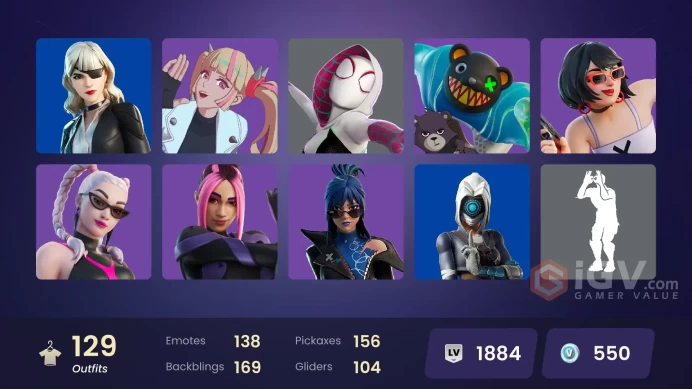 PC,PSN,XBOX 129 SKINS FA - BLIZZARD BOMBER,BLAZE,JOKER,STYX,JUICE WRLD,PHAEDRA,SPIDER-GWEN,LOVELESS RK1537