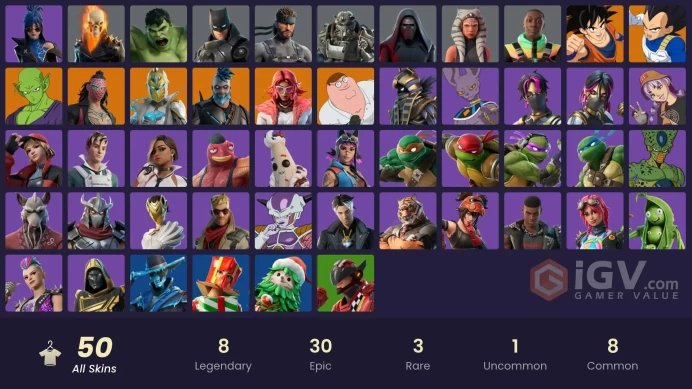 PC,PSN,XBOX 50 SKINS FA - DRAGON BALL SKINS - HULK,TMNT,FRIEZA,GRAVEN,FRIGID FOREGOER,GHOST RIDER RK1540