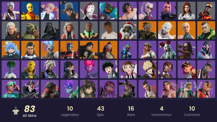 PC,PSN,XBOX 83 SKINS FA - HEIDI,BLAZE,SNAP,FELINA,BAKUGO,SPIDER-GWEN,BLACK WIDOW,SANTA DOGG,MIDORIYA,BACK-LASH,MICHONNE RK1574