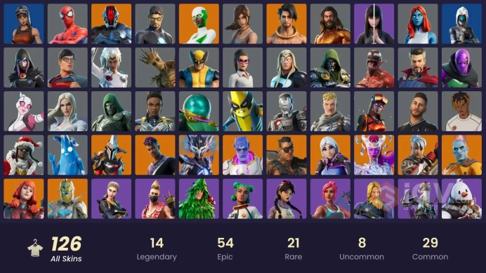 PC,PSN,XBOX 126 SKINS FA - XANDER,BLAZE,BACKLASH,KOR,DOOM,TONY STARK,STORM,LARA CROFT,CARNAGE,GROOT,CHARLOTTE,REBIRTH RAVEN RK1572