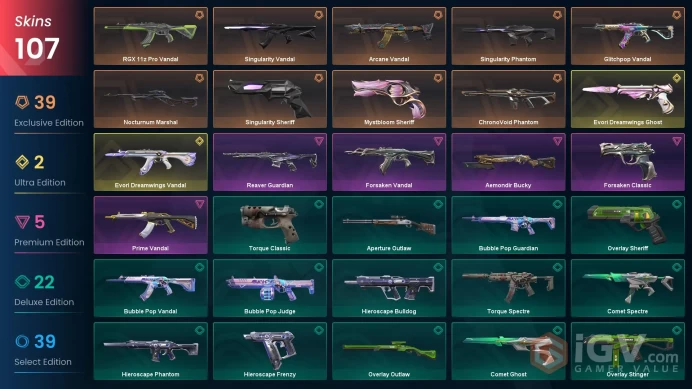VALORANT EU WEST SERVER 107 SKİNS (+16 KNİFE, CHAMPİONS 2024+ NOCTURNUM+ARCANE PACKEDS, EVORİ VANDAL)AUTO DELIVERY FULL ACCESS-LIFETIME WARRANT