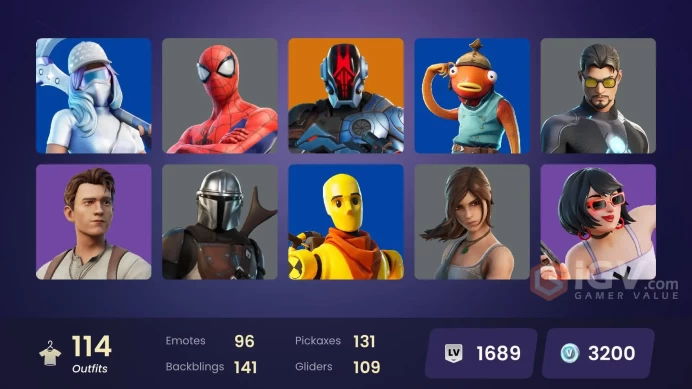 PC,PSN,XBOX 114 SKINS FA - SNAP,MANDALORIAN,THUNDER,DOOM,MASTER CHIEF,LARA CROFT,TONY STARK,GROOT,GOJO,NATHAN DRAKE RK1550