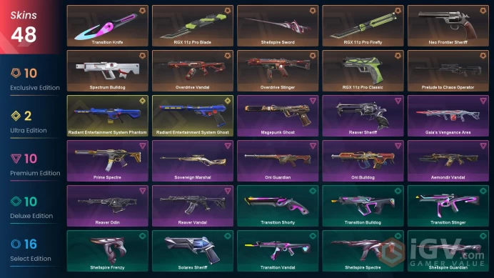 EU | 48 Skins | RGX 11z Pro Blade, Firefly & Neo Frontier Sheriff + More | Email Changeable