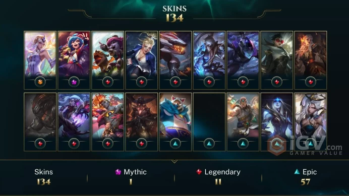 S16 /EUW 107 LP MASTER / 91K BE 133 SKIN / FULL CHAMP / HONOR 5 
