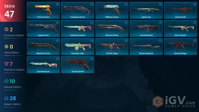 EU 47 skins 2 knifes | K/TAC Blade | Ion Karambit | Reaver Sheriff | Oni Vandal | Oni Phantom | Reaver Vandal | Prime//2.0 Phantom | V0297