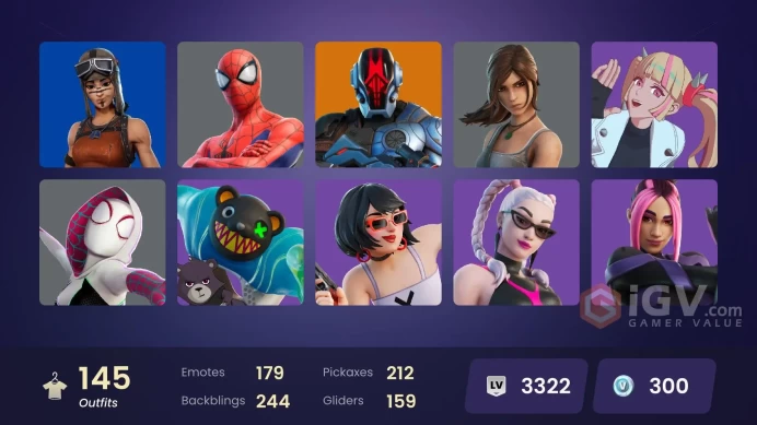 PC/PSN/XBOX | 145 skins | Renegade Raider | Omegarok | Kado Thorne | Twyn | Valeria | Malik | Snap | Era | Spectra Knight | Paradigm