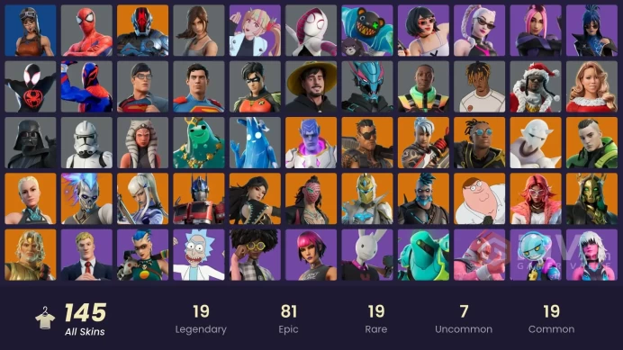 PC/PSN/XBOX | 145 skins | Renegade Raider | Omegarok | Kado Thorne | Twyn | Valeria | Malik | Snap | Era | Spectra Knight | Paradigm