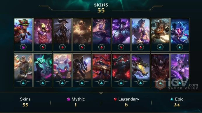 EUW -(S16) IRON 1 - 110 Champ - 55 Good Skins(1 Mythic, 6 Legendary, 24 Epic) - 98.6K BE 3.420 RIOT POINTS - FULL ACCES - CHEAP