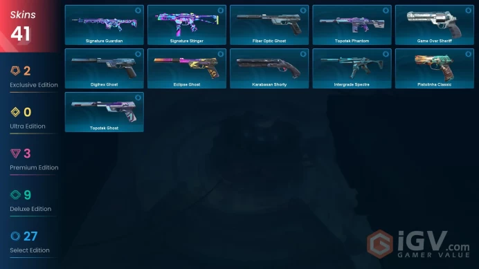 AP | 41 skins | Reaver Vandal | Tilde Knife | Recon Phantom | Mystbloom Ares | Ion Sheriff | Artisan Ghost | Tilde Shorty | G2019