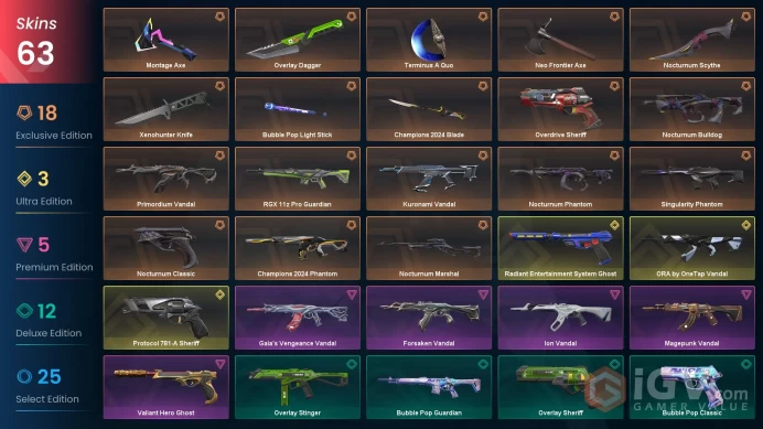 VALORANT EU WEST SERVER 63 SKİNS (+8 KNİFE, NOCTURNUM+CHAMPİONS 2024 PACKED, ONETAP VANDAL,XENOHUNTER)AUTO DELIVERY FULL ACCESS-LIFETIME WARRANT