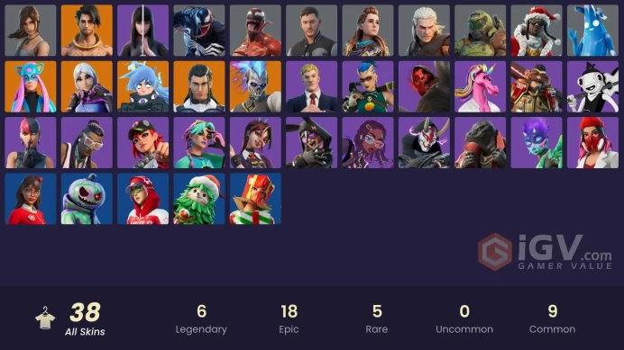 ALL PLATFORMS-38 SKIN- Aloy (RARE)-Eddie Brock (RARE)-Venom-Santa Dogg-FULL ACCESS-