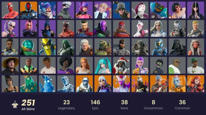 [ALL PLATFORMS]-233 Skin-261 Pickaxe-201 emotes-171 gliders-FULL ACCESS-CHANGEABLE MAIL-