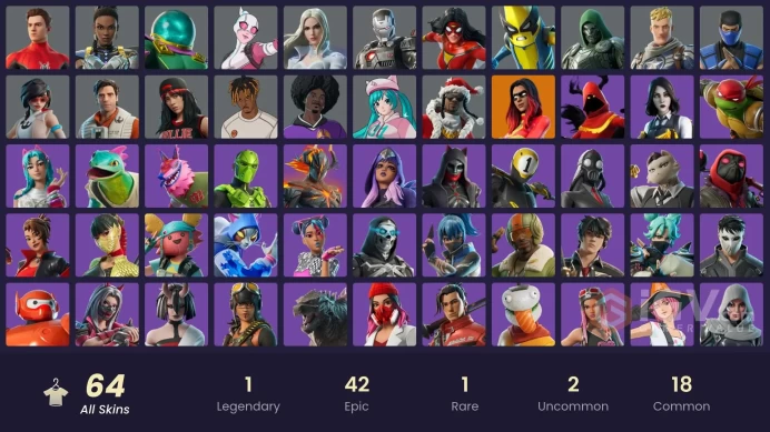 PC,PSN,XBOX 64 SKINS FA - JOLTARA,DOOM,SPIDER MAN,RED ROOTS BILLIE,CLOAKED SHADOW,KATALINA,FELINA RK1625