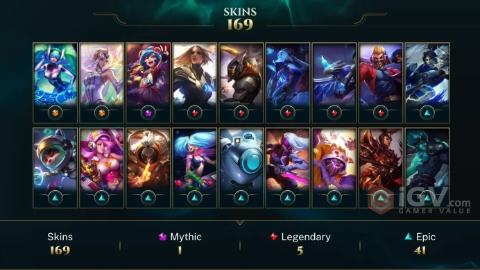LAS * 160+ PERFECT SKINS( DJ SONA, ELEMENTALIST LUX)- 125 LVL- EMAIL CHANGEABLE - INSTANT DELIVERY