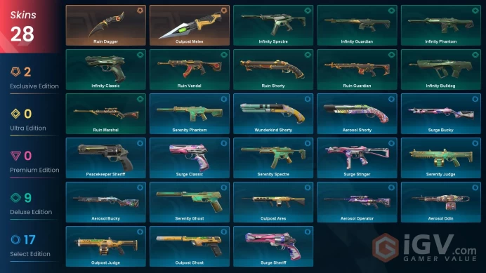 EU | Valorant Account | 28 Skins | Ruin Dagger | Outpost Melee | Ruin Vandal | Infinity Spectre | Aerosol Operator