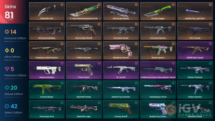 EU [ 81 TOP SKINS + 5 KNIFE ] Champions 2024 Phantom + Kuronami Vandal + EX.O Vandal + Neo Frontier Sheriff / full acces