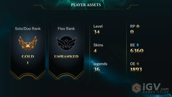 [EUW] S2026 - Gold 1 - 12LP - 55 Winrate - Honor 3 - 6K Be - +30/-10 LP Gain - Safe - Instant Delivery