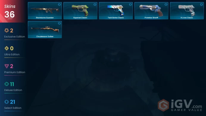 AP 36 skins 1 knifes | Kuronami Vandal | Comet Sword | Ion Vandal | Reaver Phantom | Solarex Sheriff | Comet Spectre | Montage Spectre | V0283